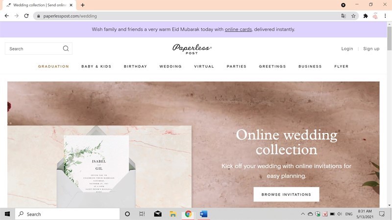 trang web thiết kế thiệp cưới online paperless post