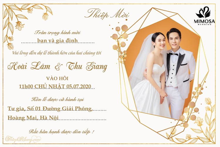 Mẫu thiệp cưới đẹp nhất của cặp đôi Lê Tuấn và Trúc Linh